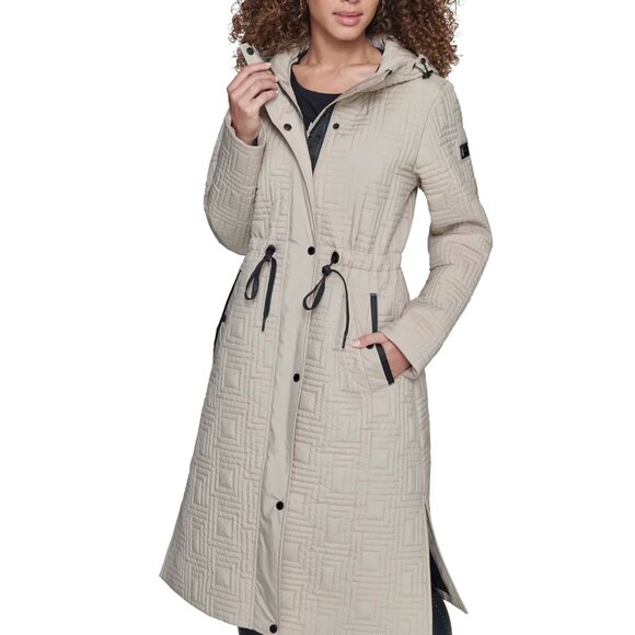 KARL LAGERFELD PARIS Women's Hooded Quilted Anorak Coat - Picture 1 of 5